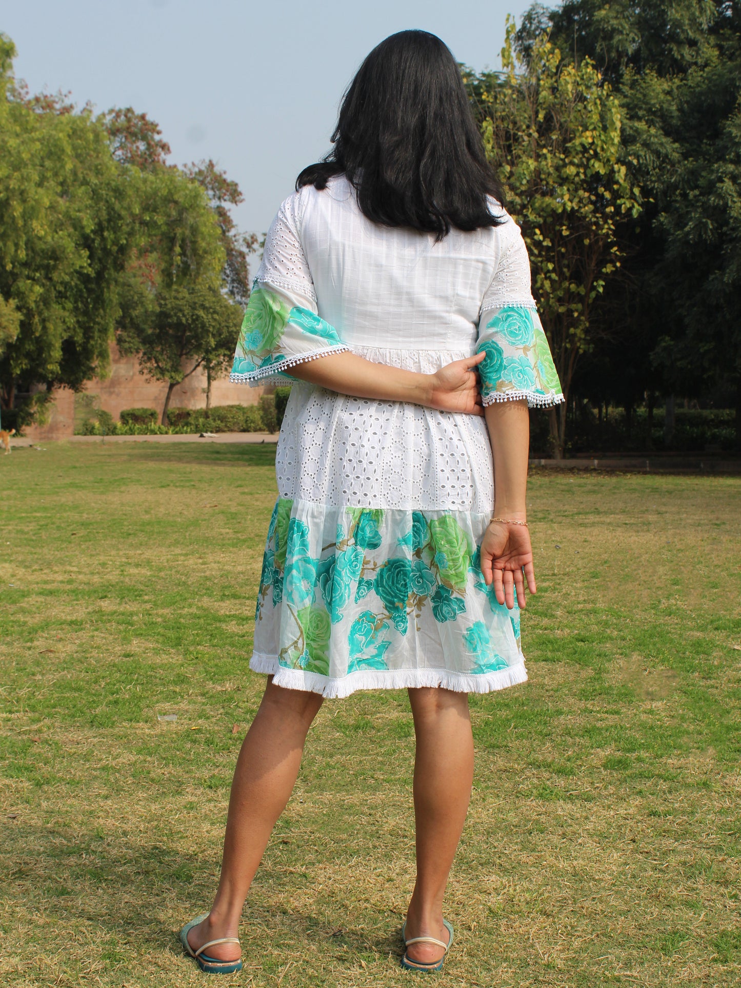 Turquoise Floral Schffili Dress