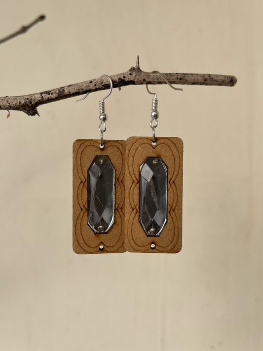 Handcrafted Sanganeri  Crystallised Wooden Dangler Earrings