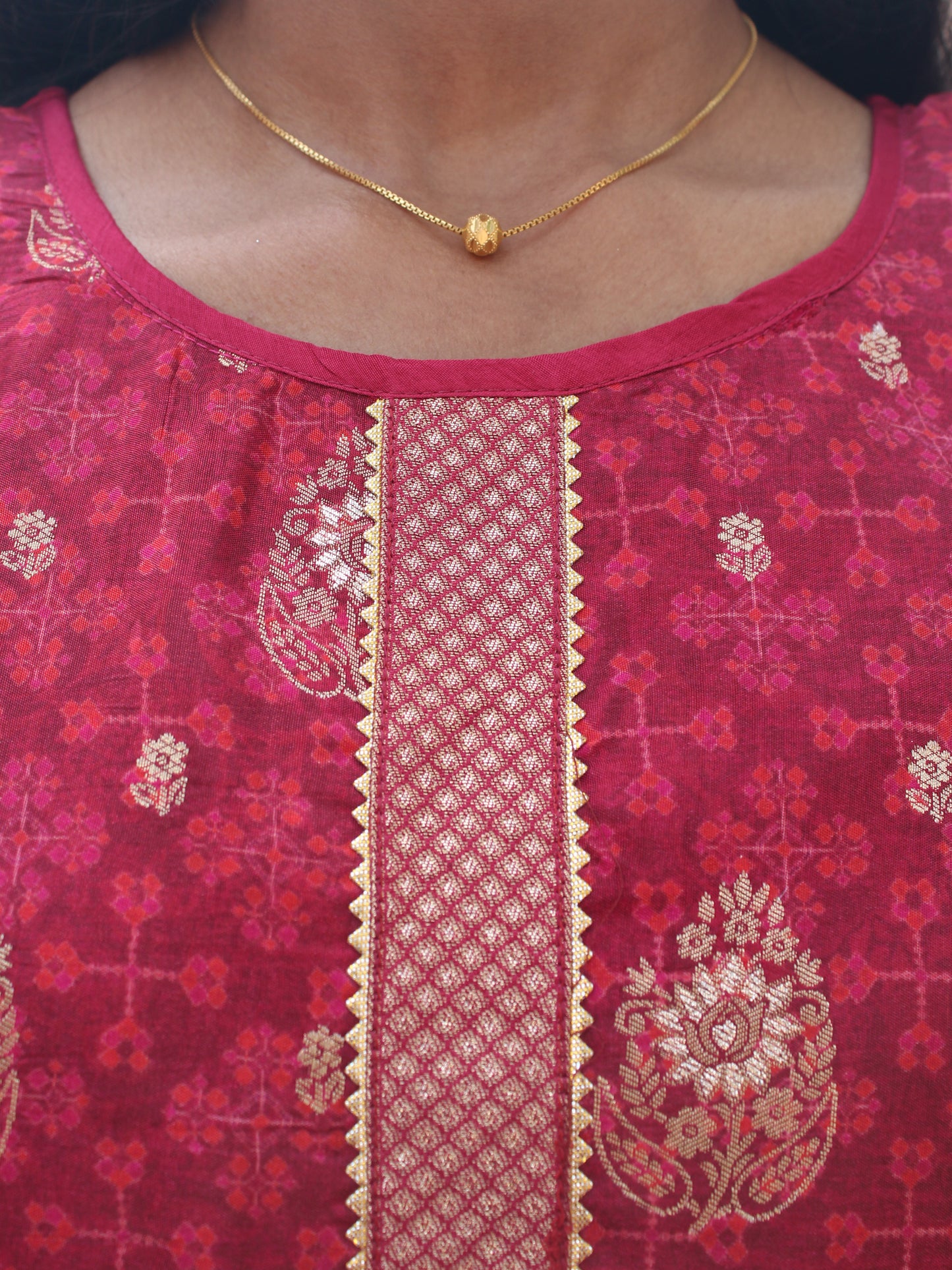 Festive Maroon Brocade Straight fit 3 Pc Kurta Set