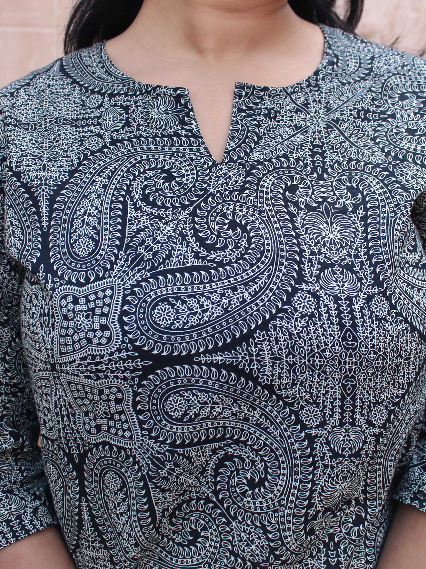 Black Paisley Short Kurta