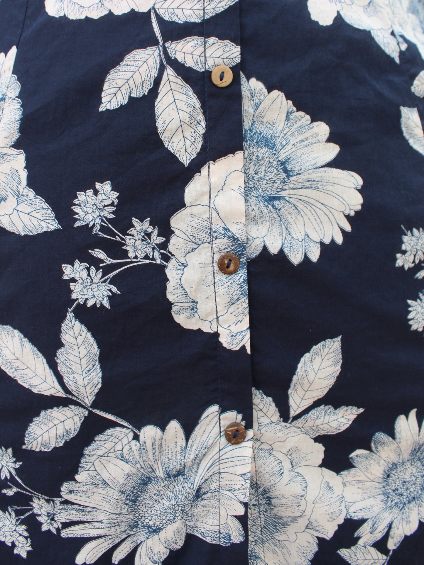 Dark Blue Floral Printed Shirt Collar Co-ord Set